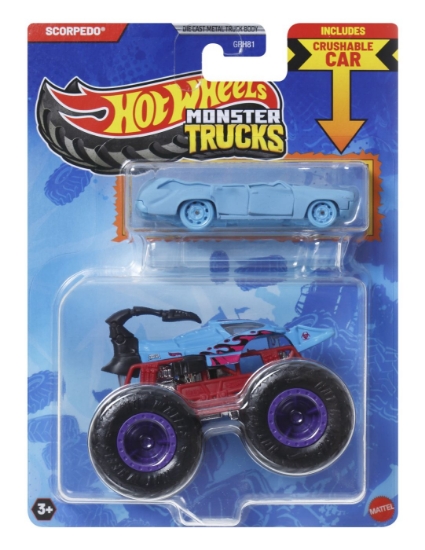 Imagine HOT WHEELS MONSTER TRUCK SI MASINUTA METALICA SCORPEDO