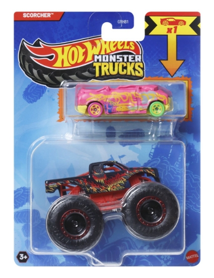 Imagine HOT WHEELS MONSTER TRUCK SI MASINUTA METALICA SCORCHER