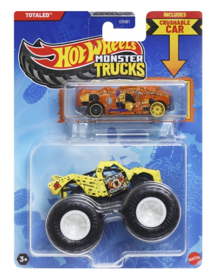 Imagine HOT WHEELS MONSTER TRUCK SI MASINUTA METALICA TOTALED