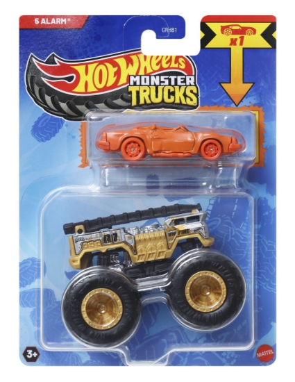 Imagine HOT WHEELS MONSTER TRUCK SI MASINUTA METALICA 5 ALARM