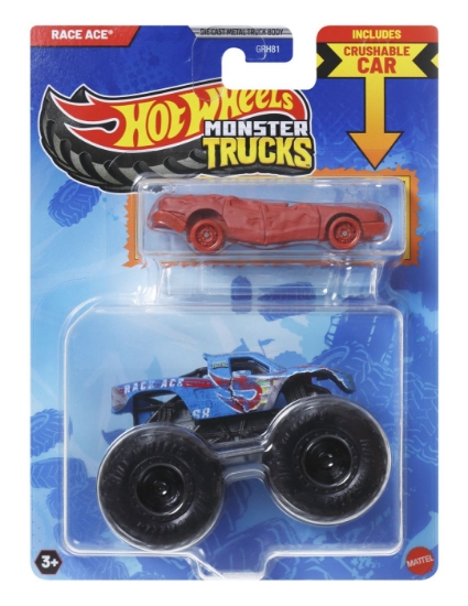 Imagine HOT WHEELS MONSTER TRUCK SI MASINUTA METALICA RACE ACE