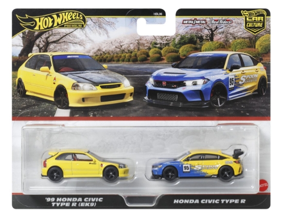 Imagine HOT WHEELS PREMIUM SET 2 MASINUTE METALICE HONDA CIVIC 99 TIP R EK9 SI HONDA CIVIC TIP R SCARA 1:64