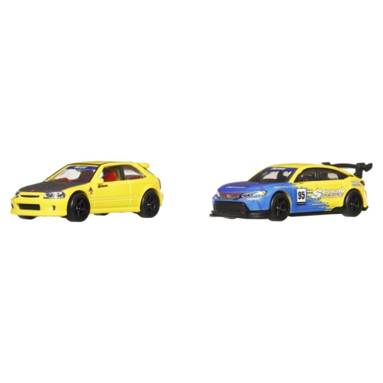 Imagine Hot Wheels Premium Set 2 mașinuțe metalice Honda Civic 99 Tip R EK9 și Honda Civic Tip R scară 1:64
