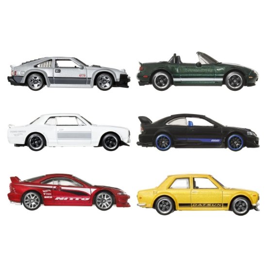Imagine Hot Wheels Silver Series set 6 mașinuțe metalice tematică japoneză