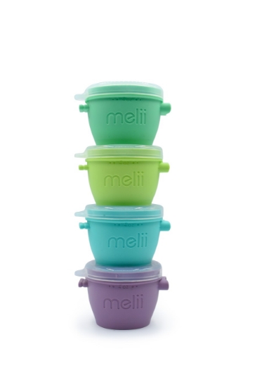 Imagine Set 4 recipiente silicon Snap&Go, Melii, 118 ml