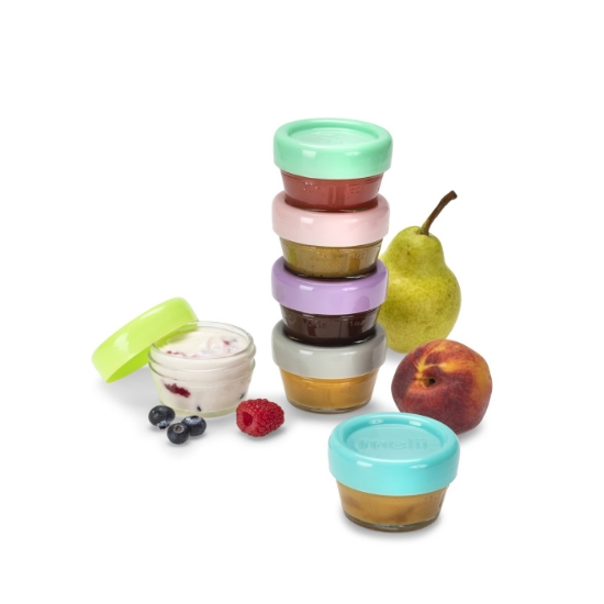Imagine Set 6 recipiente sticlă pentru hrană bebe, Melii, 59 ml