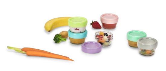 Imagine Set 6 recipiente sticlă pentru hrană bebe, Melii, 59 ml