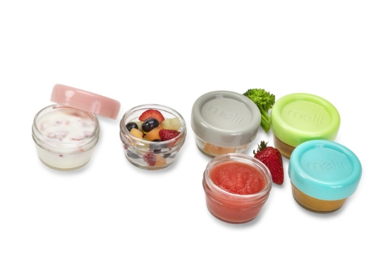 Imagine Set 6 recipiente sticlă pentru hrană bebe, Melii, 59 ml