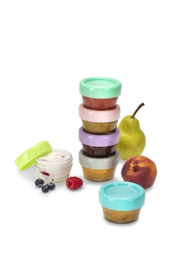 Imagine Set 6 recipiente sticlă pentru hrană bebe, Melii, 59 ml