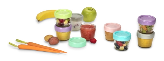 Imagine Set 6 recipiente sticlă pentru hrană bebe, Melii, 118 ml