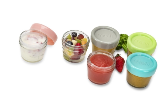 Imagine Set 6 recipiente sticlă pentru hrană bebe, Melii, 118 ml