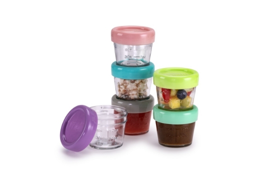 Imagine Set 6 recipiente sticlă pentru hrană bebe, Melii, 118 ml