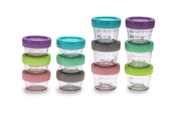 Imagine Set 12 recipiente sticlă pentru hrană bebe, Melii – 6×59 ml + 6×118 ml