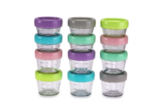 Imagine Set 12 recipiente sticlă pentru hrană bebe, Melii – 6×59 ml + 6×118 ml