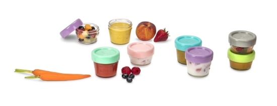 Imagine Set 12 recipiente sticlă pentru hrană bebe, Melii – 6×59 ml + 6×118 ml