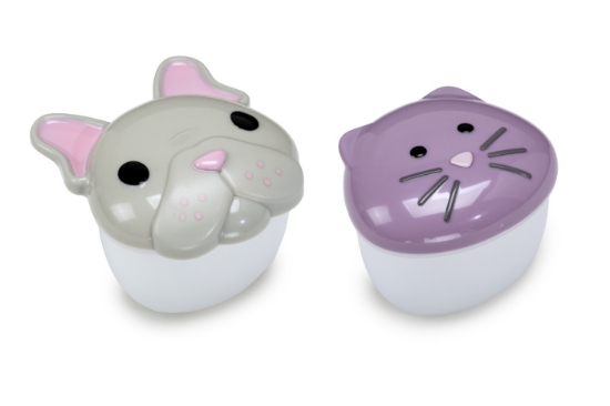 Imagine Set 2 recipiente hrană bebe, Melii, model Bulldog & Cat