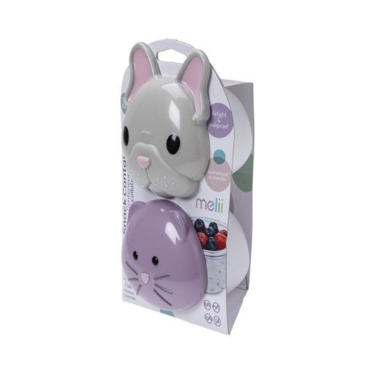 Imagine Set 2 recipiente hrană bebe, Melii, model Bulldog & Cat