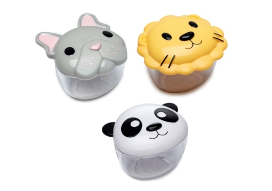 Imagine Set 3 recipiente hrană bebe, Melii, bulldog, rechin, pisică – cutie