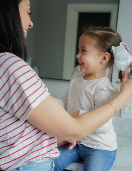 Imagine Set 2 piese pieptăn + perie bebeluși MELII, model Bulldog