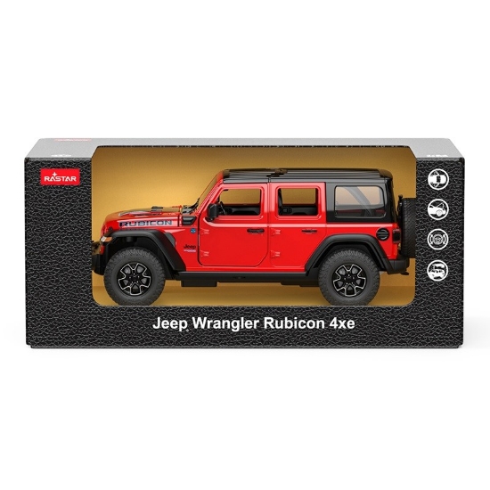 Imagine MASINUTA METALICA JEEP WRANGLER RUBICON 4XE ROSU CU SCARA 1 LA 32