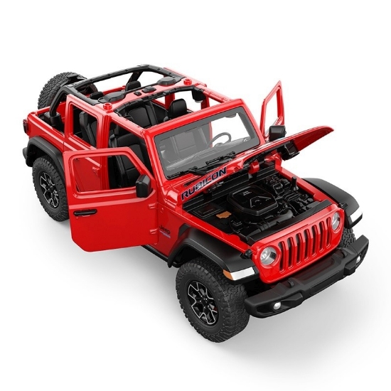 Imagine Mașinuță metalică Jeep Wrangler Rubicon 4XE roșu cu scară 1 la 32
