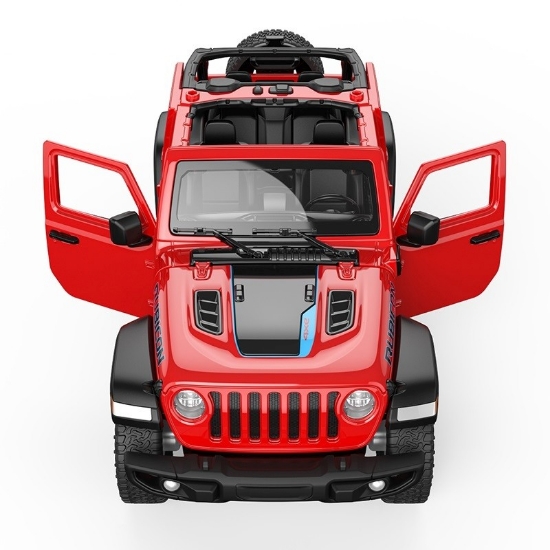 Imagine Mașinuță metalică Jeep Wrangler Rubicon 4XE roșu cu scară 1 la 32