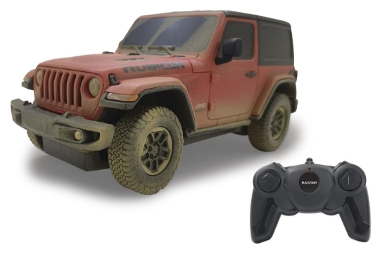 Imagine MASINA CU TELECOMANDA JEEP WRANGLER MUDDY ROSU CU SCARA 1 LA 24
