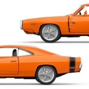 Imagine MASINUTA METALICA DODGE CHARGER R/T 1970 PORTOCALIU SCARA 1 LA 36