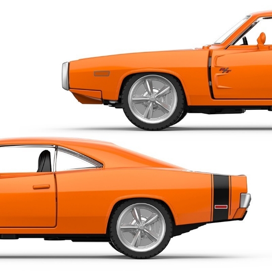 Imagine Mașinuță metalică Dodge Charger R/T 1970 portocaliu scară 1 la 36