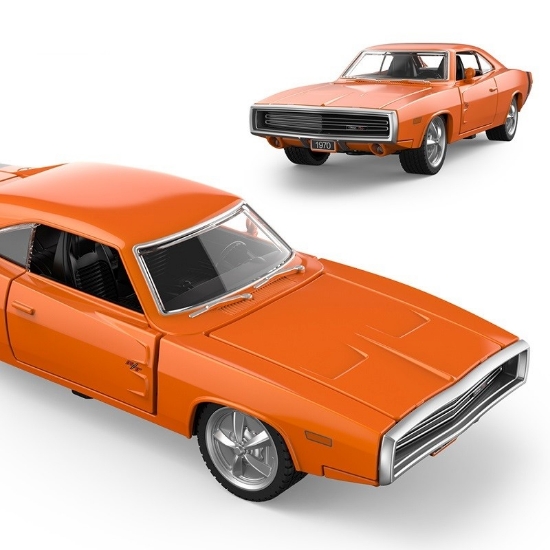Imagine Mașinuță metalică Dodge Charger R/T 1970 portocaliu scară 1 la 36