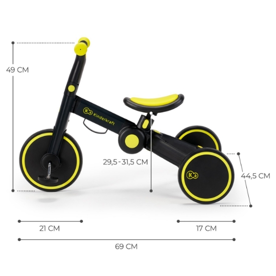 Imagine Bicicleta de echilibru / tricicletă Kinderkraft 4TRIKE, Black Volt