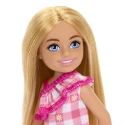 Imagine  BARBIE PAPUSA CHELSEA BLONDA CU ROCHITA ROZ IN CAROURI