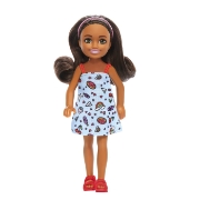 Imagine BARBIE PAPUSA CHELSEA CREOLA CU PAR SATEN SI ROCHITA ALBASTRA