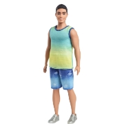 Imagine BARBIE PAPUSA BAIAT FASHIONISTAS BRUNET CU MAIOU OMBRE SI PANTALONI SCURTI DE BLUGI