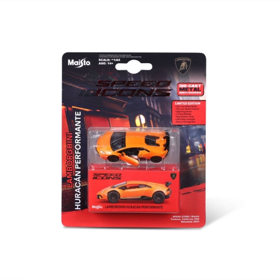 Imagine MAISTO MASINUTA METALICA SPEED ICONS LAMBORGHINI HURACAN PERFORMANTE ORANGE SCARA 1 LA 64 