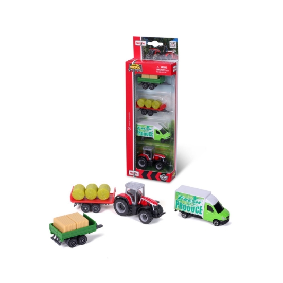 Imagine Maisto Set 4 utilaje agricole Massey