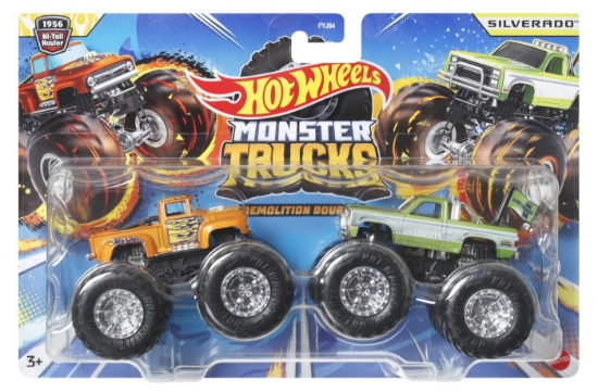 Imagine  Hot Wheels Monster Truck set 2 mașini scara 1 la 64 Hi-Tail Hauler și Silverado