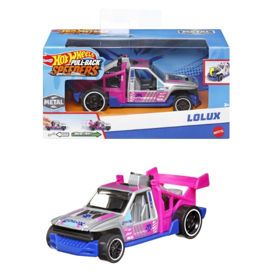 Imagine Hot Wheels Mașinuță metalică cu sistem Pull Back LOLUX scara 1:43