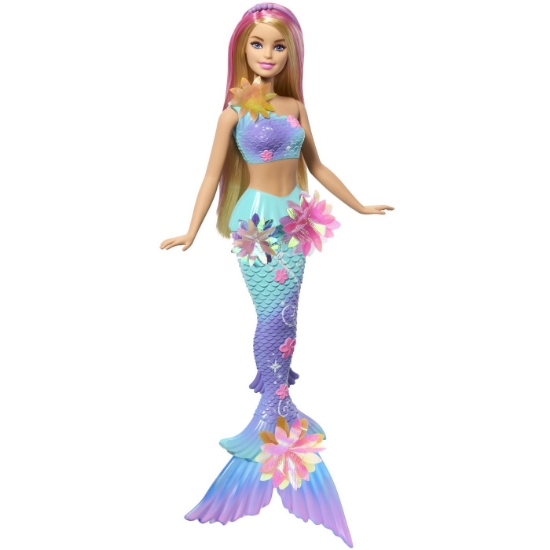 Imagine BARBIE PAPUSA SIRENA FLOARE MAGICA CU PAR BLOND SI COADA ALBASTRA