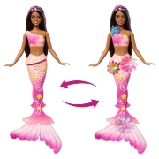 Imagine BARBIE PAPUSA SIRENA FLOAREA MAGICA CU PAR BRUNET SI COADA ROZ