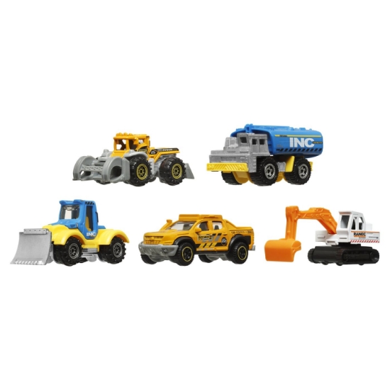 Imagine Matchbox set 5 mașinuțe metalice MBX Construction VII scara 1:64