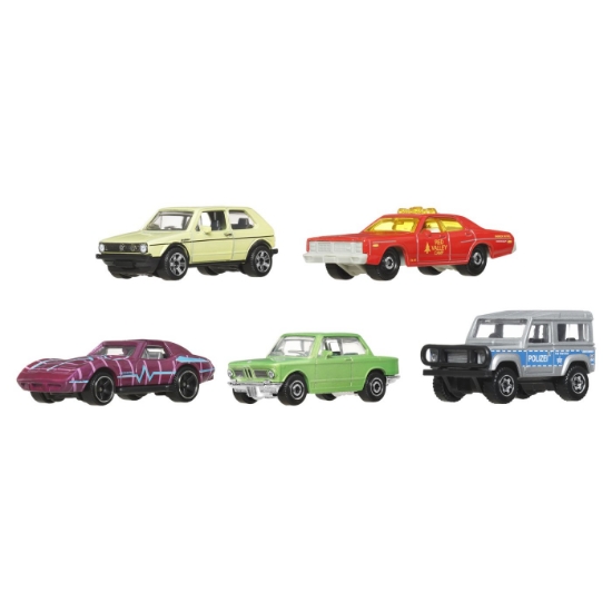 Imagine Matchbox set 5 mașinuțe metalice MBX Retro II scara 1:64