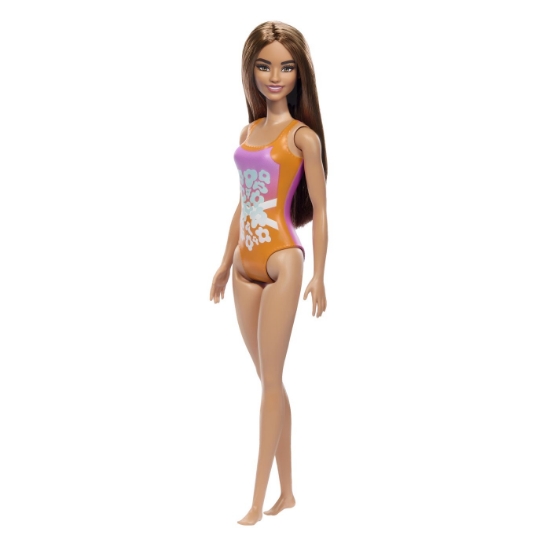 Imagine PAPUSA BARBIE BRUNETA CU COSTUM DE BAIE INFLORAT
