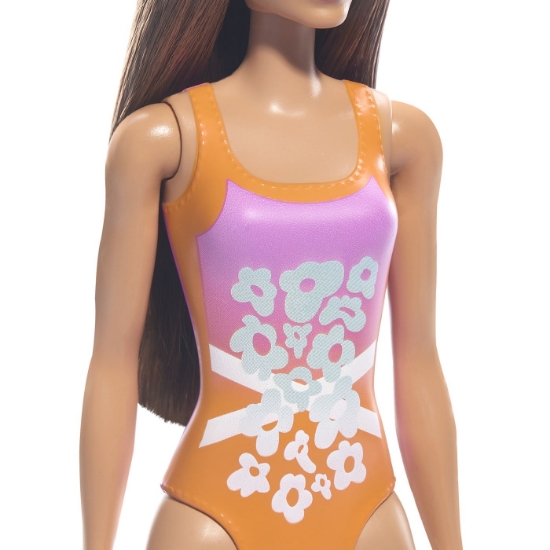 Imagine PAPUSA BARBIE BRUNETA CU COSTUM DE BAIE INFLORAT