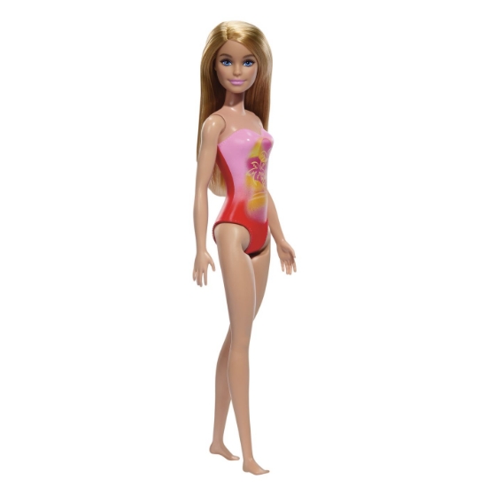 Imagine PAPUSA BARBIE BLONDA CU COSTUM DE BAIE ROZ LA PISCINA