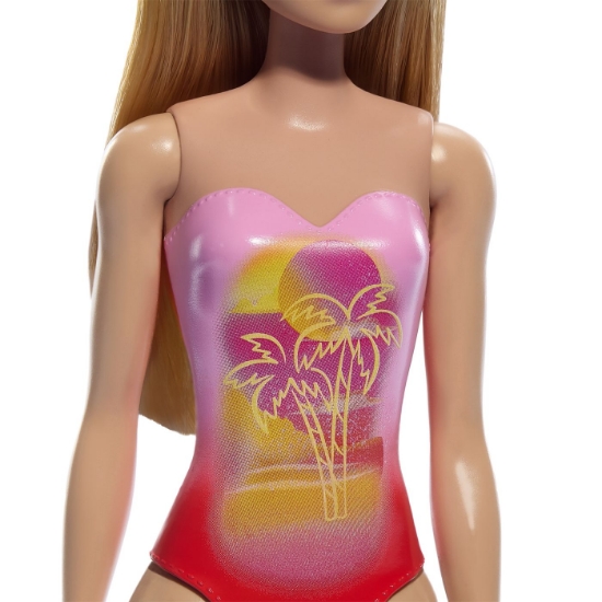 Imagine PAPUSA BARBIE BLONDA CU COSTUM DE BAIE ROZ LA PISCINA