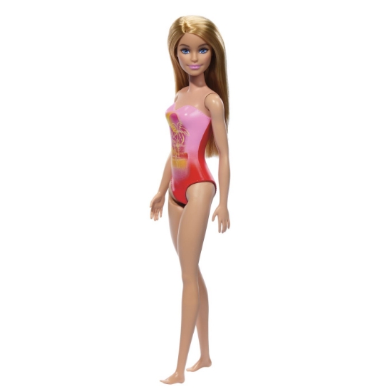 Imagine PAPUSA BARBIE BLONDA CU COSTUM DE BAIE ROZ LA PISCINA
