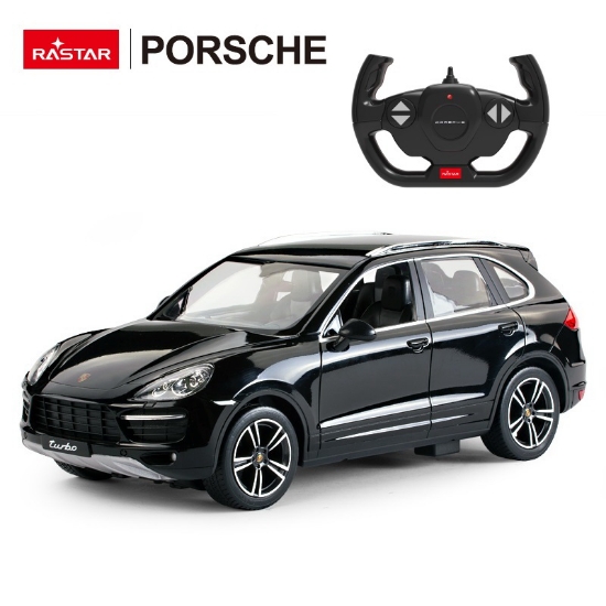 Imagine MASINA CU TELECOMANDA PORSCHE CAYENNE TURBO NEGRU CU SCARA 1 LA 14
