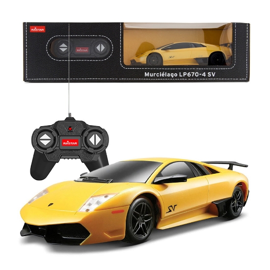 Imagine MASINA CU TELECOMANDA LAMBORGHINI MURCIELAGO LP670 GALBEN CU SCARA 1 LA 24