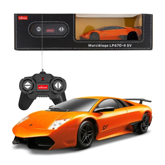 Imagine MASINA CU TELECOMANDA LAMBORGHINI MURCIELAGO LP670 PORTOCALIU CU SCARA 1 LA 24